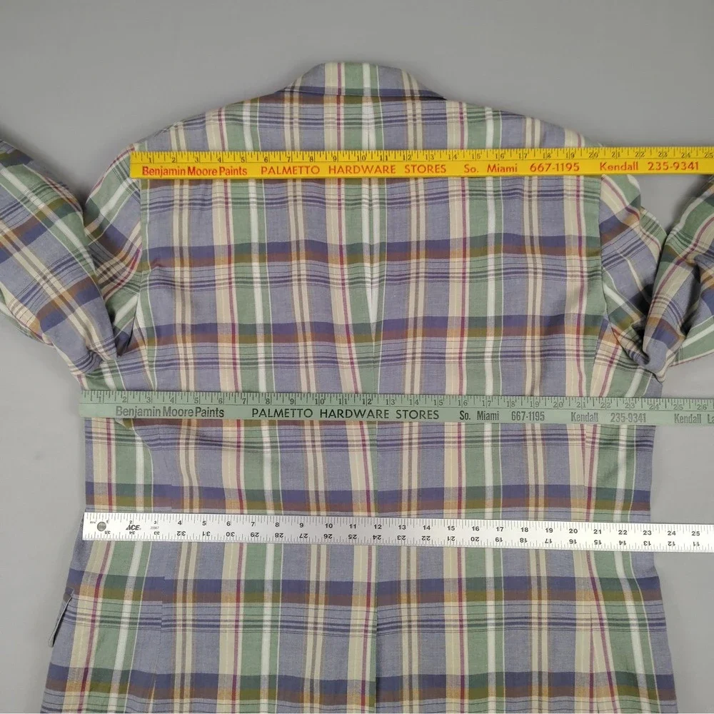 Jos A Bank Sport Coat Mens 46R 100% Cotton Madras Plaid Blazer Multicolor